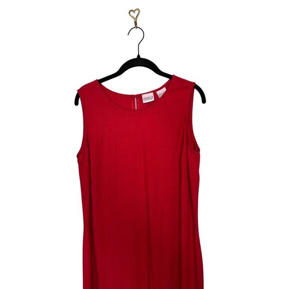 Carolina Colours Linen Blend Red Sleeveless Ankle Length Vintage 90s Dress Sz 14 - Picture 5 of 5